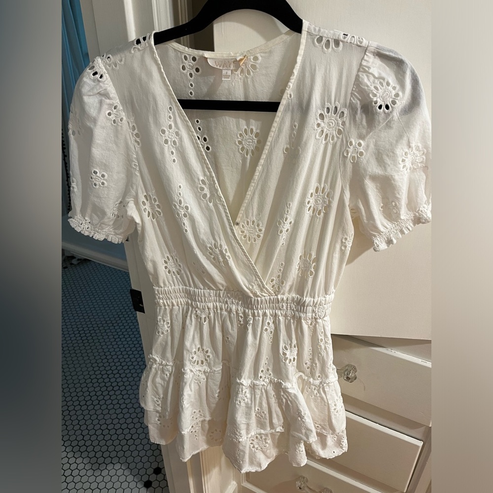 Wayf eyelet mini dress